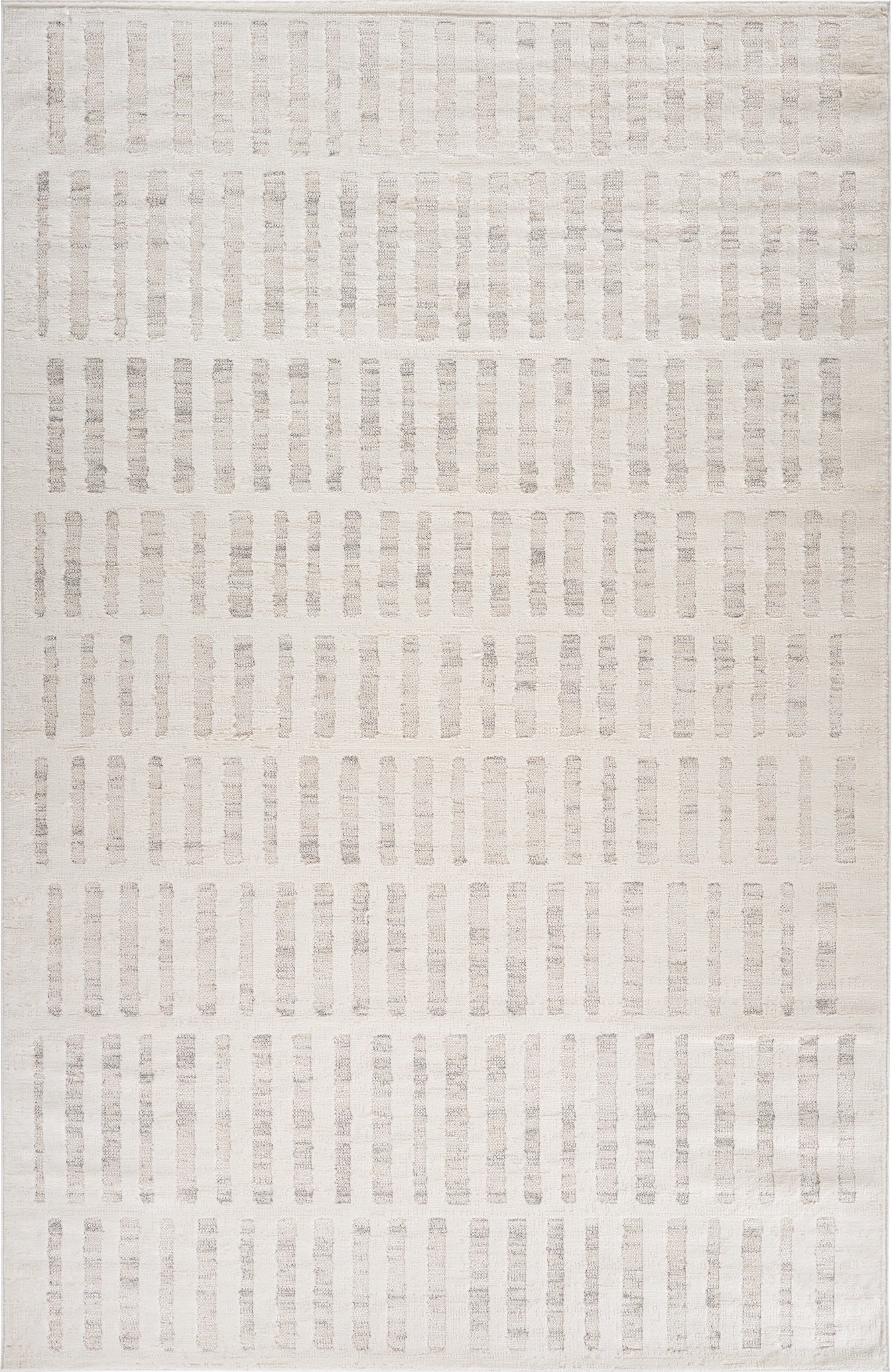 Aino Striped Grid Contemporary Beige and Cream Indoor Rug