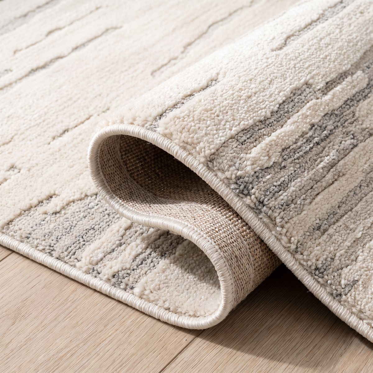 Tapis Soma abstrait contemporain beige et crème