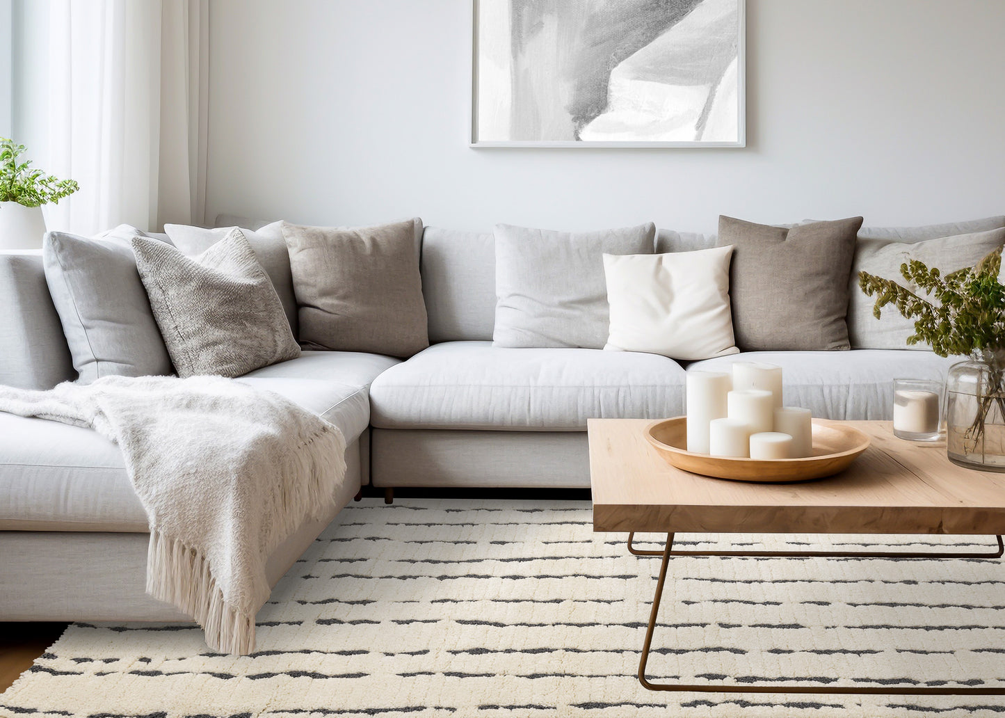 Contemporary Stripes Cream Area Rug-4