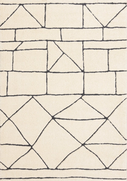 Contemporary Geometric Cream Area Rug-1