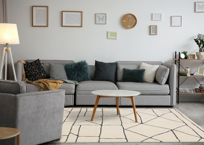 Contemporary Geometric Cream Area Rug-4