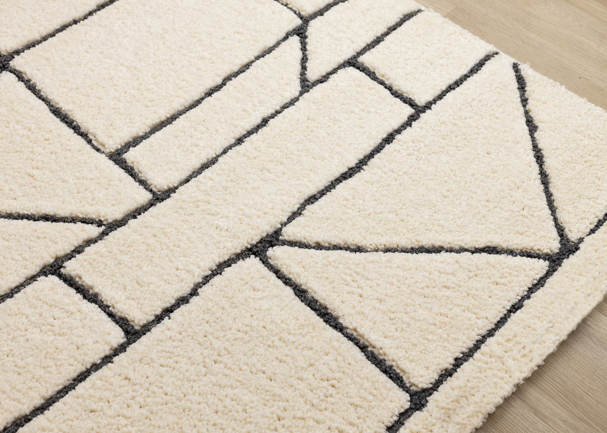 Contemporary Geometric Cream Area Rug-5