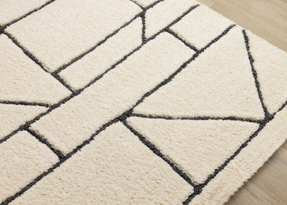 Contemporary Geometric Cream Area Rug-5