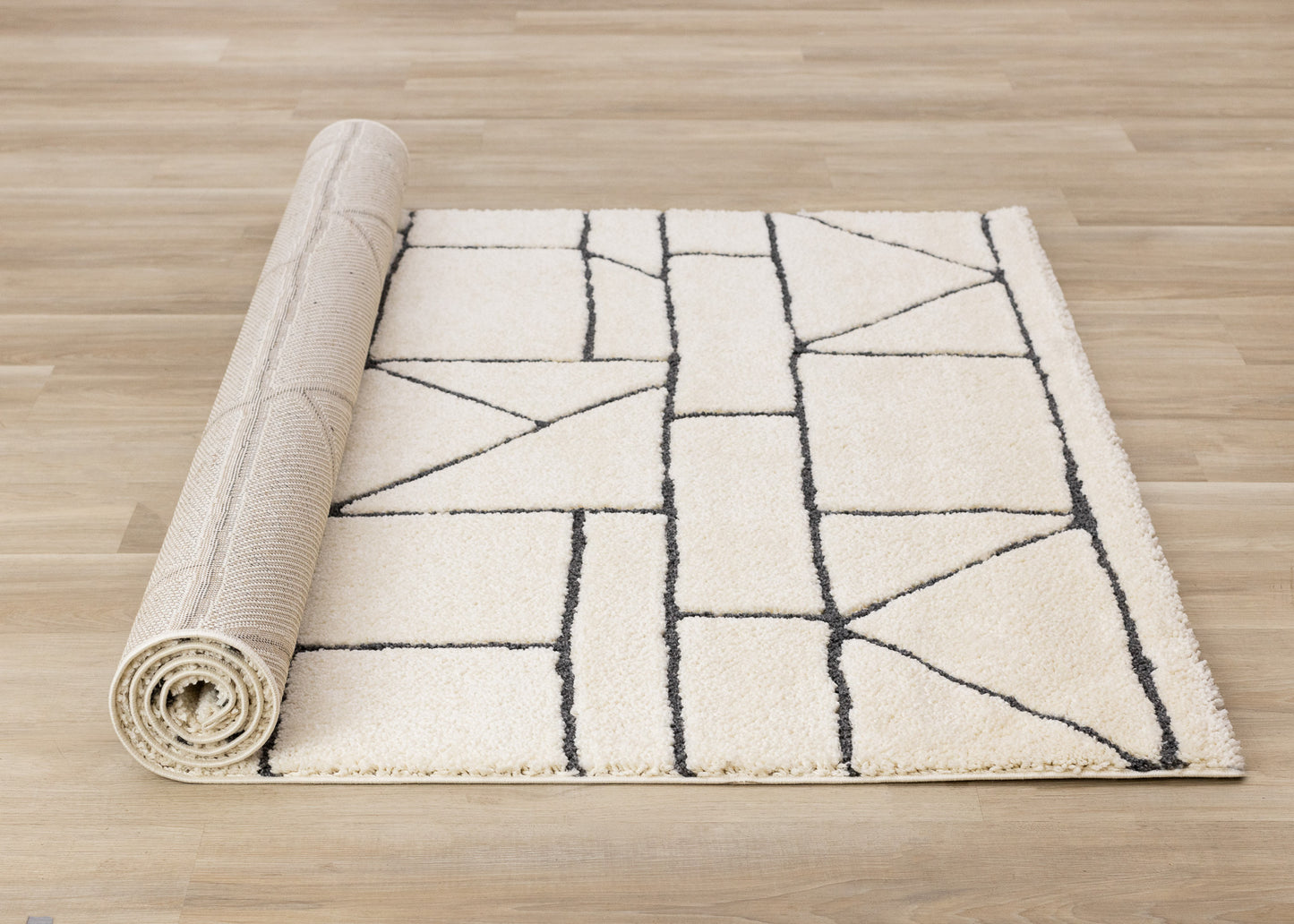 Contemporary Geometric Cream Area Rug-8