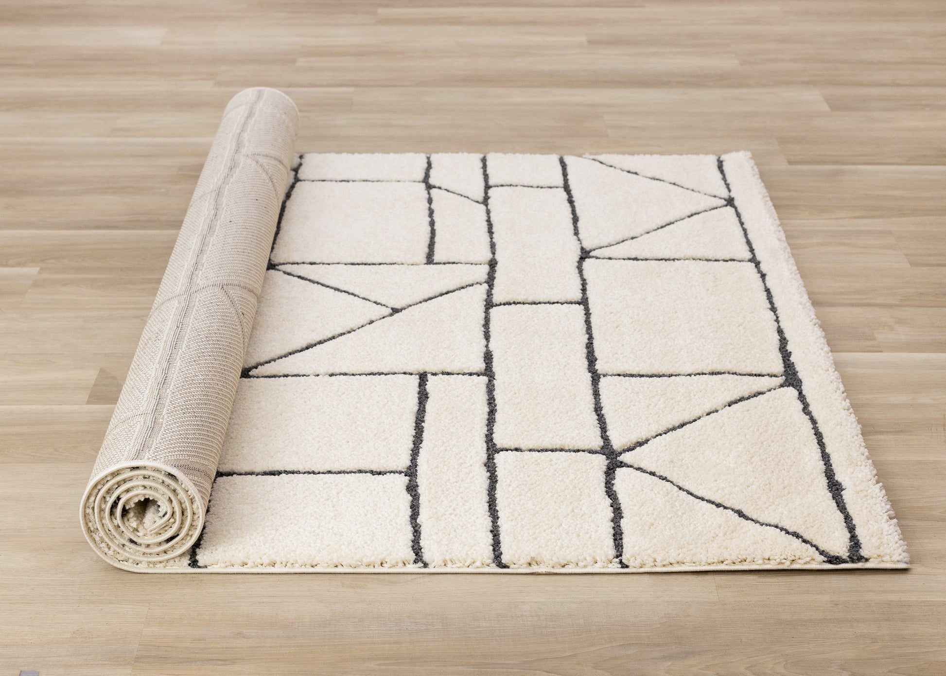 Contemporary Geometric Cream Area Rug-8