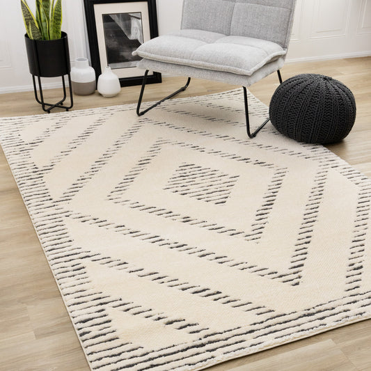 Contemporary Geometric Cream Area Rug