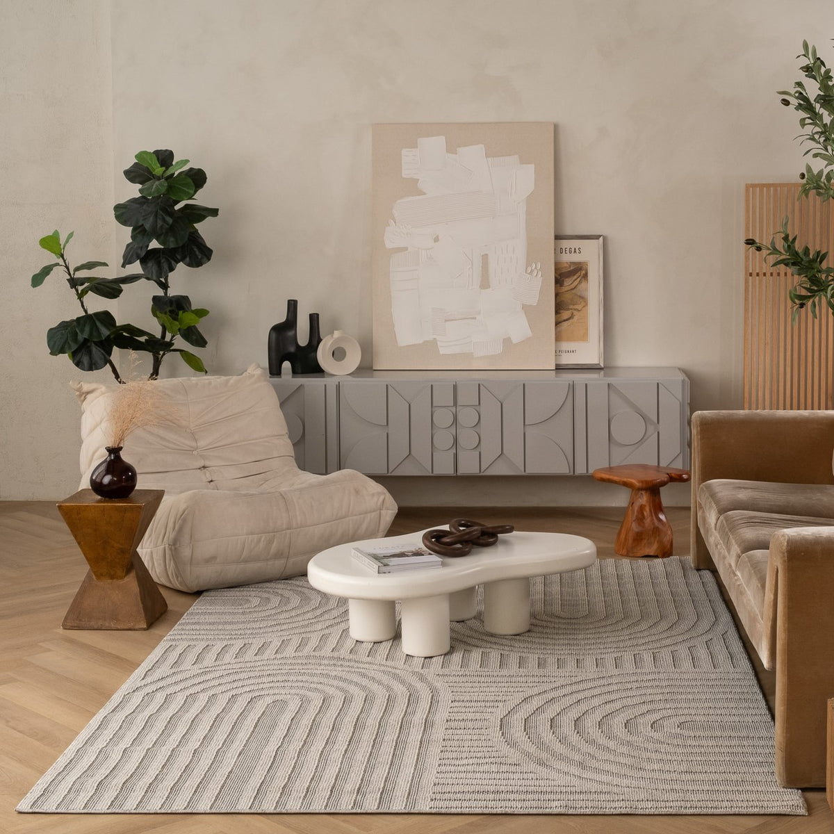 Tapis gris moderne abstrait Hogar