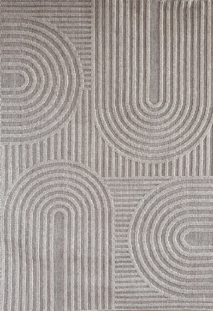 Nami Geometric Contemporary Grey and Beige Indoor Rug