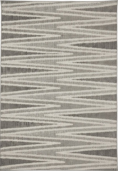 Tenzin Chevron Contemporary Grey and Beige Indoor Rug