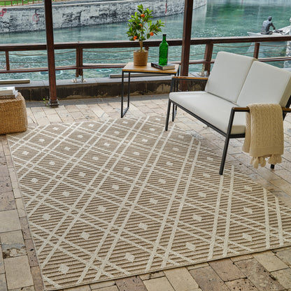 Sela Trellis Transitional Brown and Cream Indoor Rug
