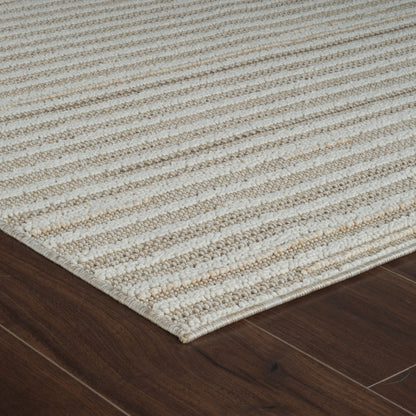 Prana Striped Contemporary Beige and Cream Indoor Rug