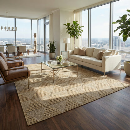 Afaq Geometric Contemporary Brown and Beige Indoor Rug