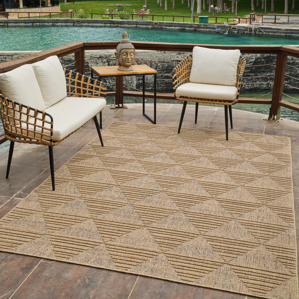 Afaq Geometric Contemporary Brown and Beige Indoor Rug