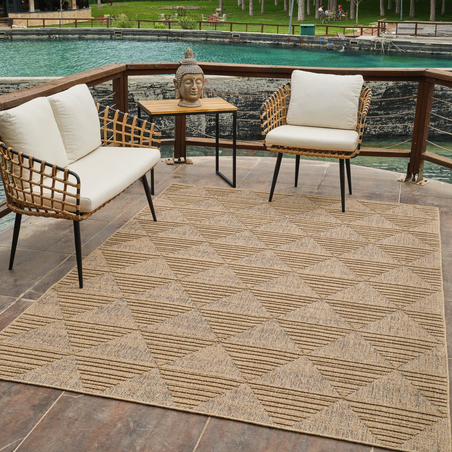 Afaq Geometric Contemporary Brown and Beige Indoor Rug