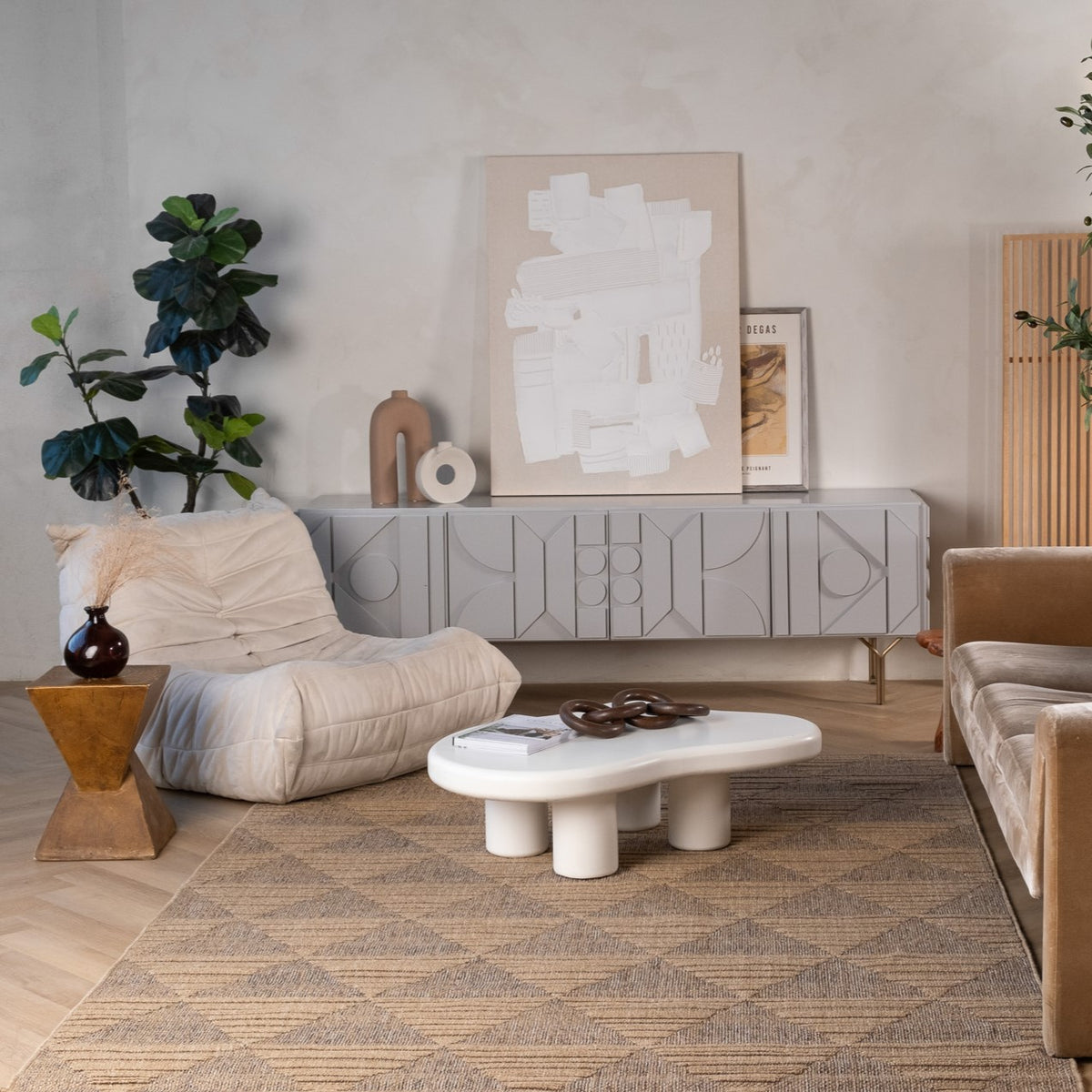 Afaq Geometric Contemporary Brown and Beige Indoor Rug