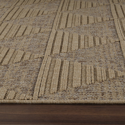 Afaq Geometric Contemporary Brown and Beige Indoor Rug