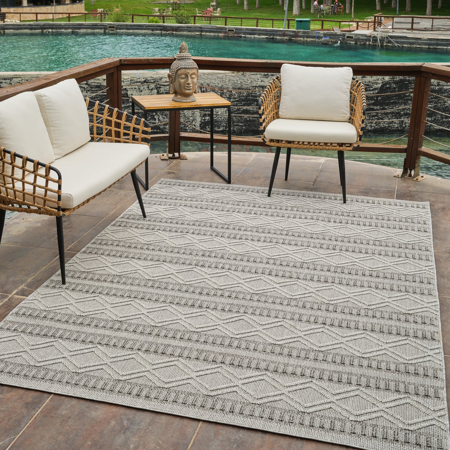 Arvid Chevron Contemporary Grey and Beige Indoor Rug