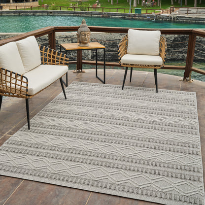 Arvid Chevron Contemporary Grey and Beige Indoor Rug