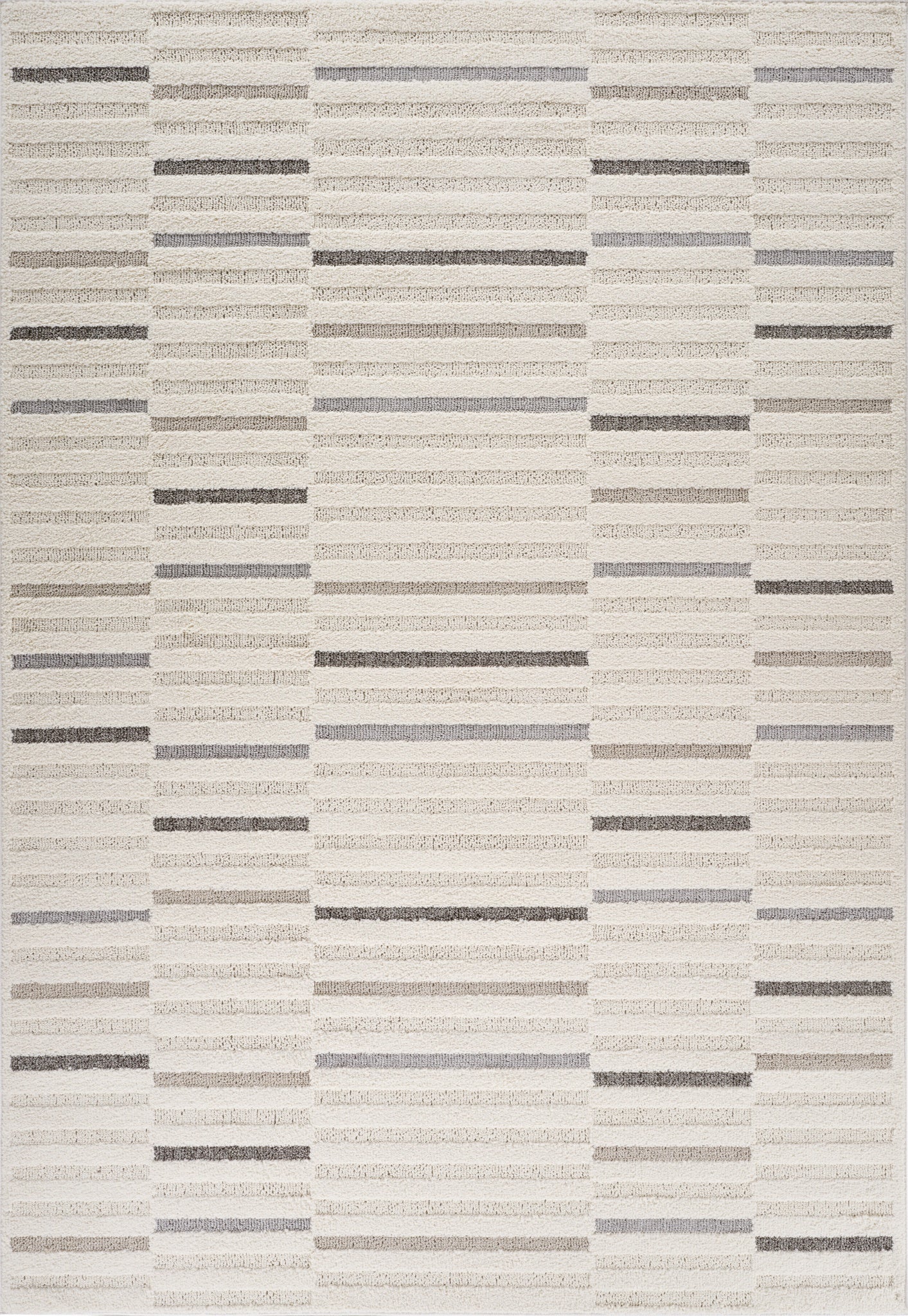 Alva Striped Contemporary Cream and Grey Indoor Rug