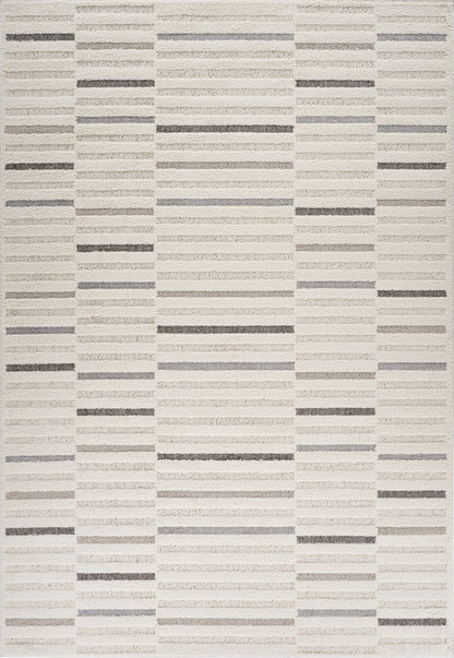 Alva Striped Contemporary Cream and Grey Indoor Rug