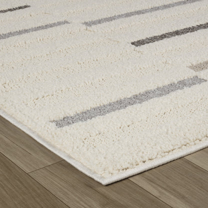 Alva Striped Contemporary Cream and Grey Indoor Rug