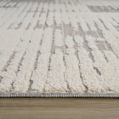 Kasumi Abstract Contemporary Cream and Grey Indoor Rug