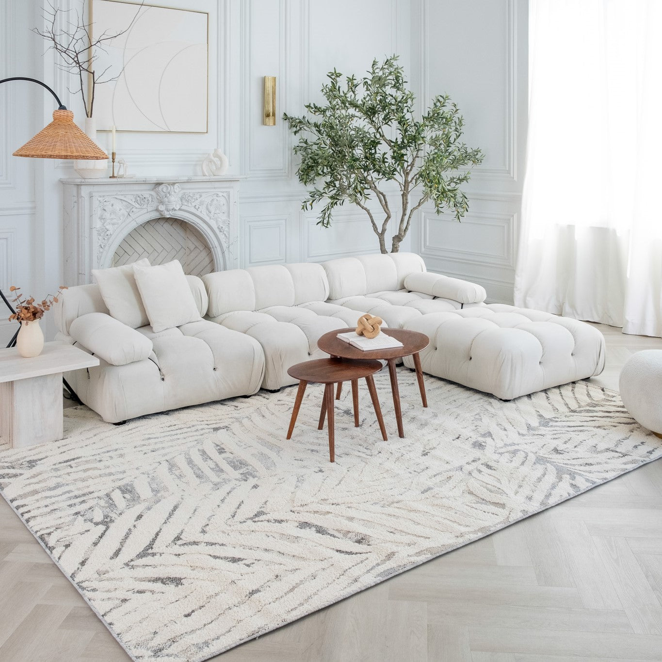 Nimbus Floral Modern Cream Rug