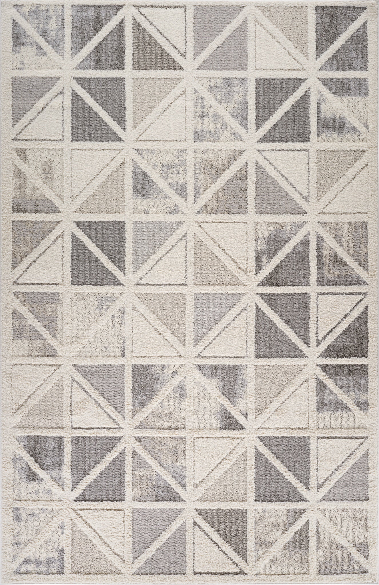 Aarya Geometric Contemporary Cream and Grey Indoor Rug