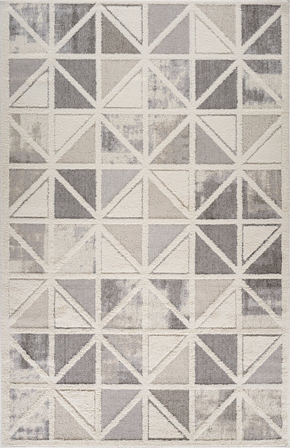 Aarya Geometric Contemporary Cream and Grey Indoor Rug