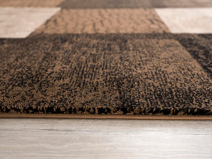 Alfombra marrón a cuadros geométricos Montage