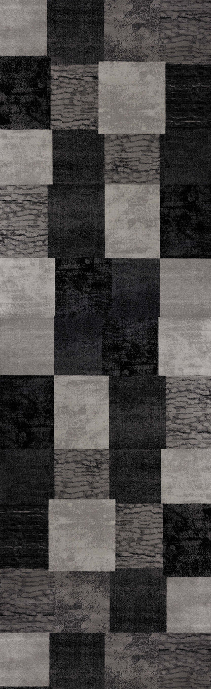 Dhruv Geometric Contemporary Grey and Black Indoor Rug