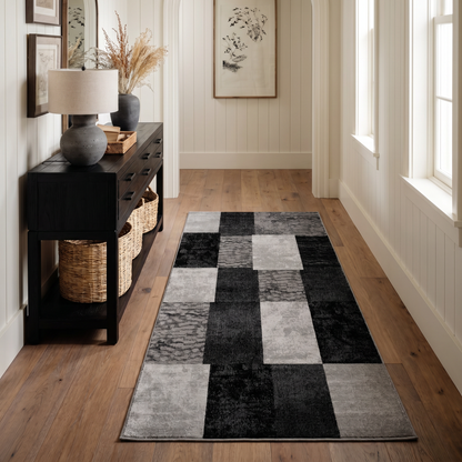 Dhruv Geometric Contemporary Grey and Black Indoor Rug