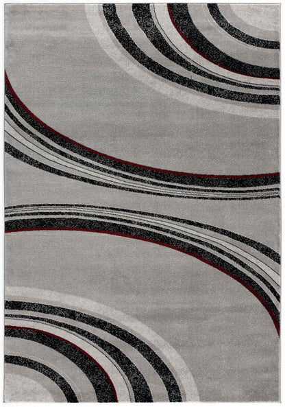 Alfombra gris con líneas abstractas de montaje