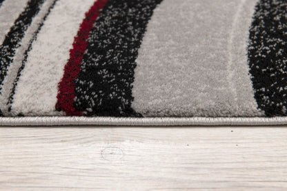 Alfombra gris con líneas abstractas de montaje