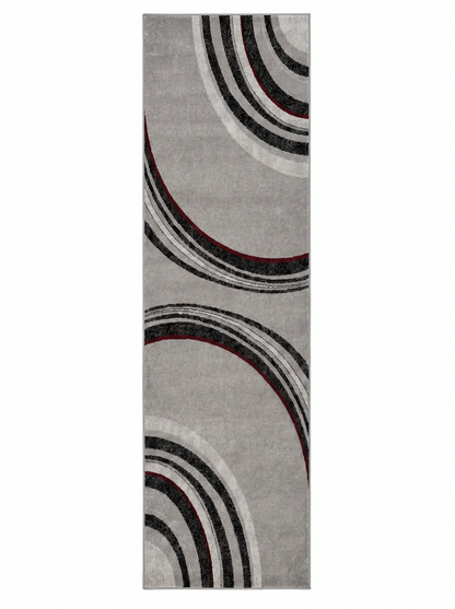 Alfombra gris con líneas abstractas de montaje