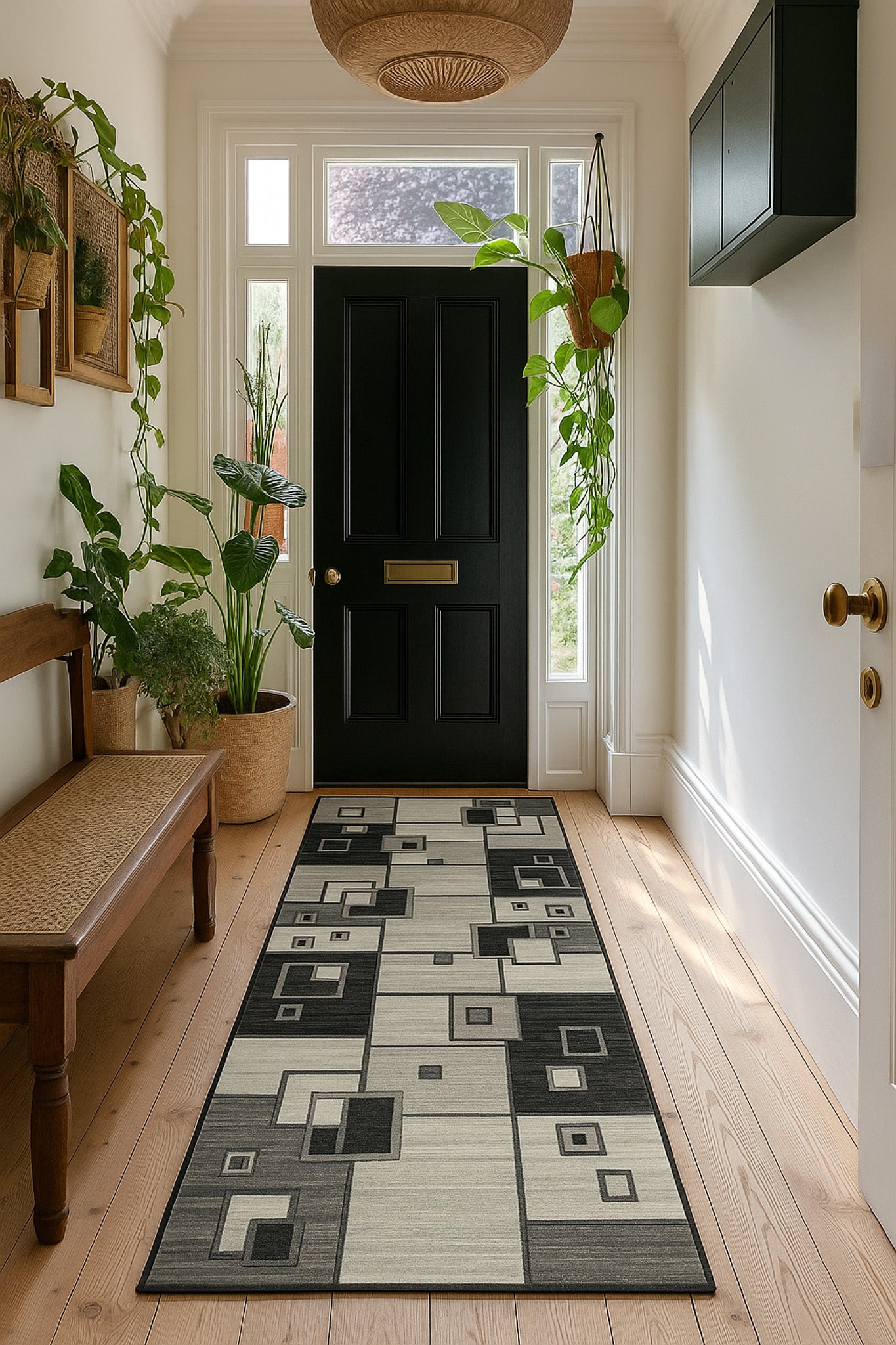 Binaa Geometric Contemporary Grey and Black Indoor Rug
