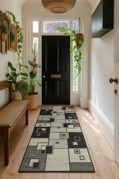 Binaa Geometric Contemporary Grey and Black Indoor Rug