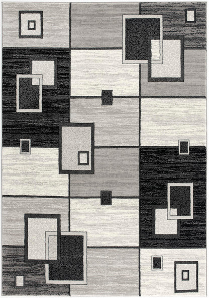 Alfombra gris a cuadros geométricos Montage