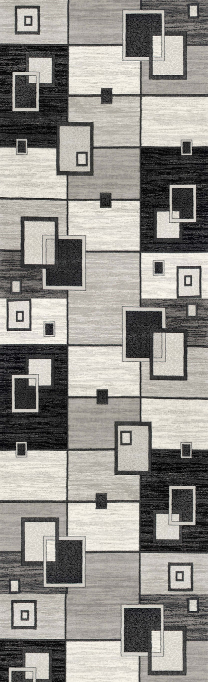 Alfombra gris a cuadros geométricos Montage