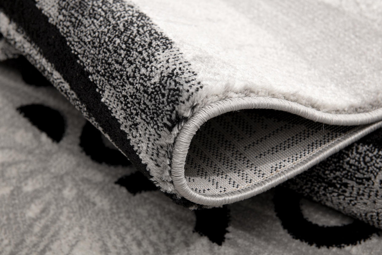 Lehar Abstract Wave Contemporary Grey and Black Indoor Rug