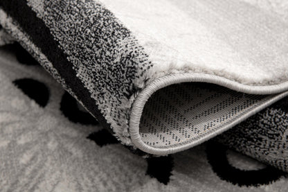 Lehar Abstract Wave Contemporary Grey and Black Indoor Rug