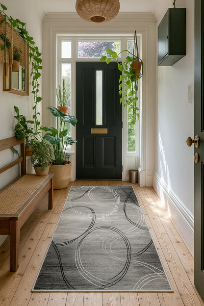 Mawari Abstract Contemporary Grey and Black Indoor Rug