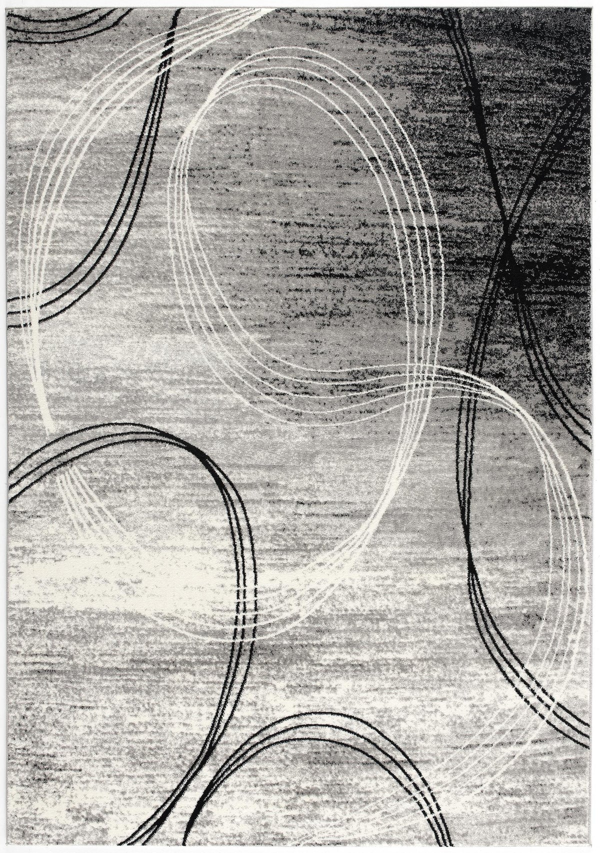 Mawari Abstract Contemporary Grey and Black Indoor Rug