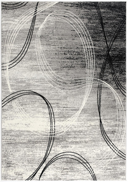 Mawari Abstract Contemporary Grey and Black Indoor Rug