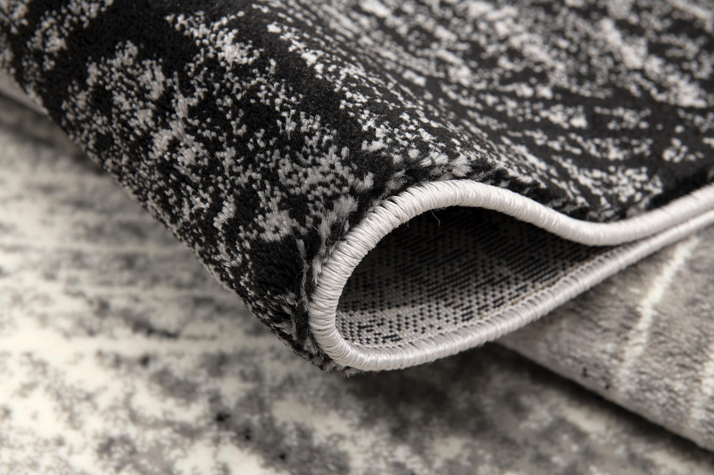 Mawari Abstract Contemporary Grey and Black Indoor Rug