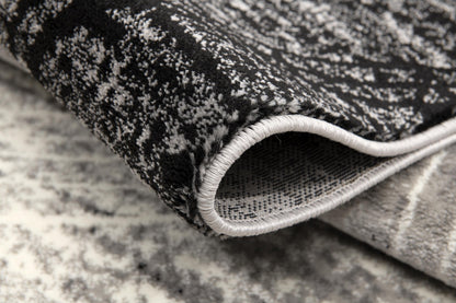 Mawari Abstract Contemporary Grey and Black Indoor Rug