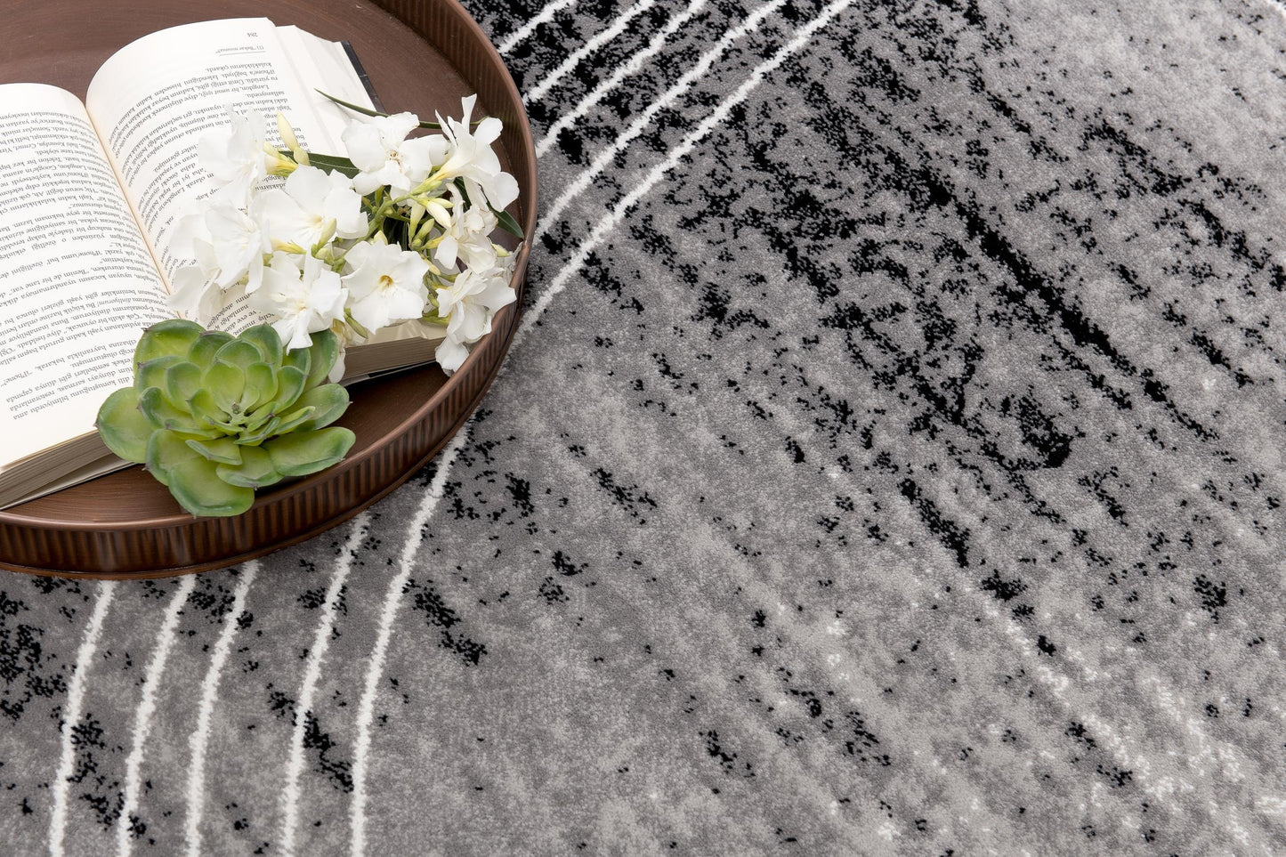 Mawari Abstract Contemporary Grey and Black Indoor Rug