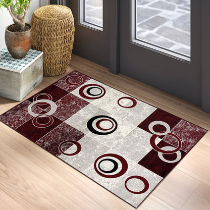 Montage Geometric Modern Red Rug