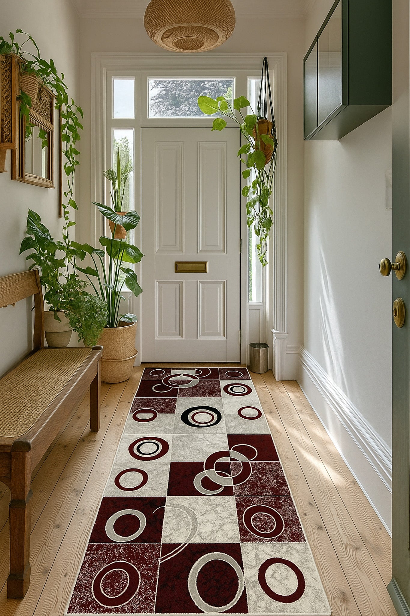 Shiki Abstract Contemporary Red and Grey Indoor Rug