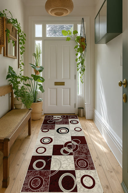 Shiki Abstract Contemporary Red and Grey Indoor Rug